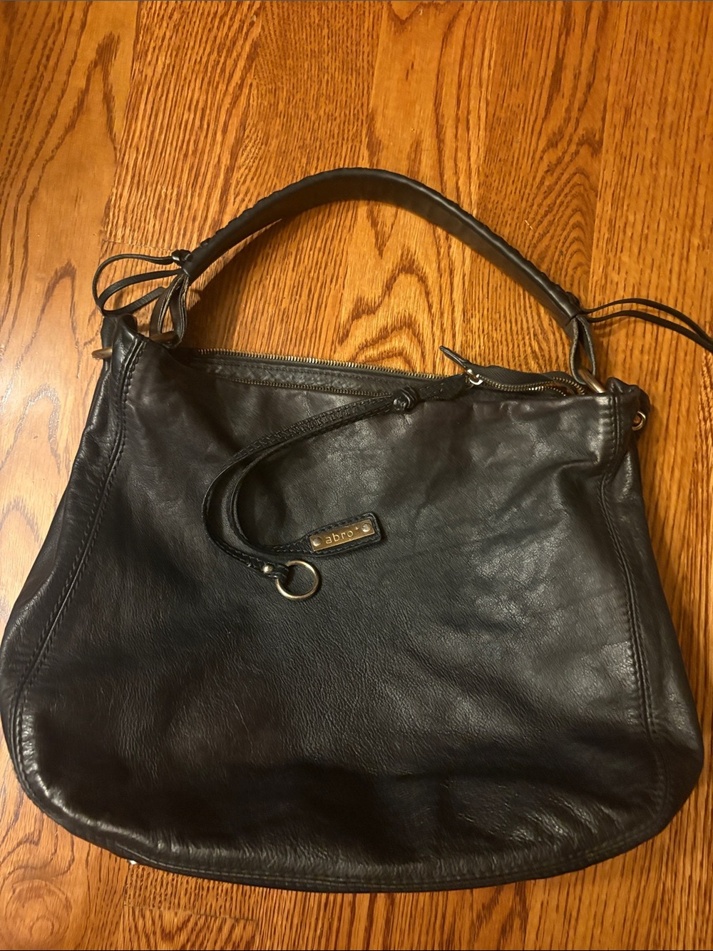 Abro Leather Hobo Bag Large Black EUC